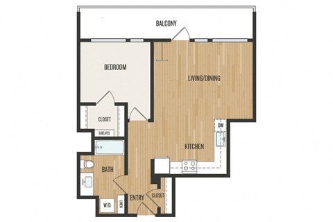 1 Bedroom A5 Floor Plan – Aura Burnside